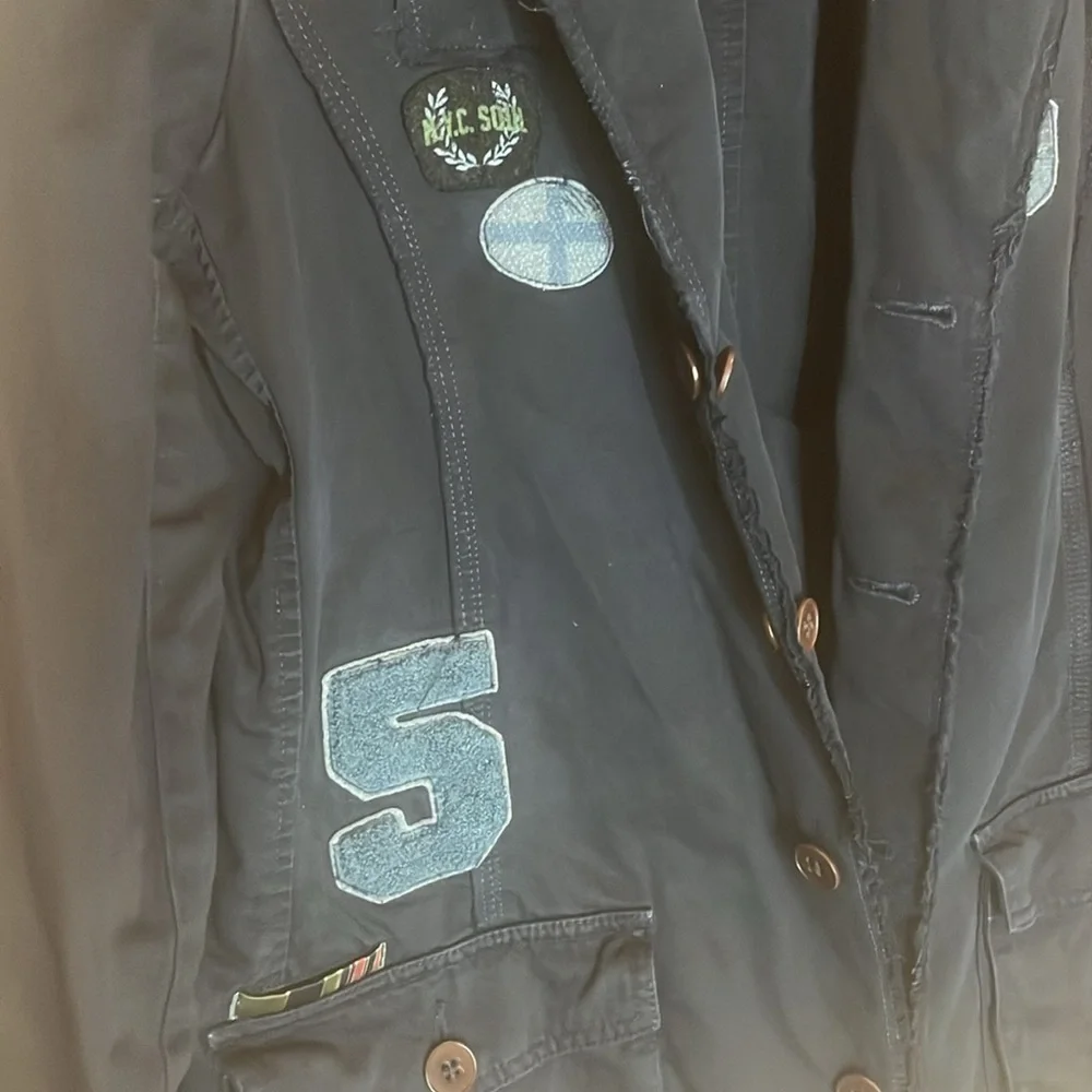 Essentials Navy Blazer with Patch Details reversible men’s large - Picture 3 of 15